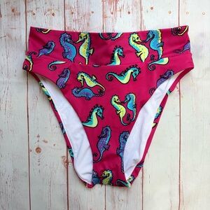Me Undies Seahorse Print Bikini Bottoms - Pink Size Small NWOT